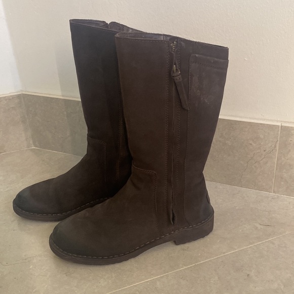 Brown Suede Ugg Zip Up Fur Lined Boot Sz 9 - Picture 2 of 7